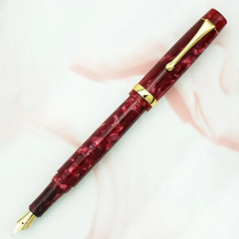 Pluma estilográfica roja acrílica A+ Jinhao, hermosa pluma de tinta con convertidor EF/F/bolígrafo doblado