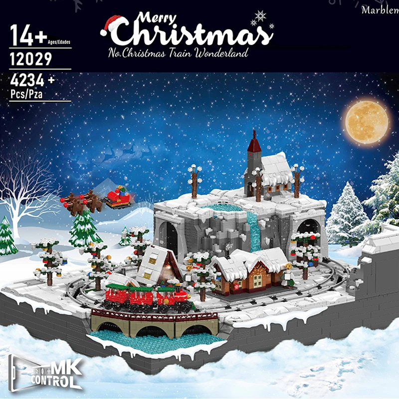 Modular Buildings MOC MouldKing 12029 Merry Christmas Train Wonderland Amusement Park Model 4234PCS Building Blocks Brick Toys