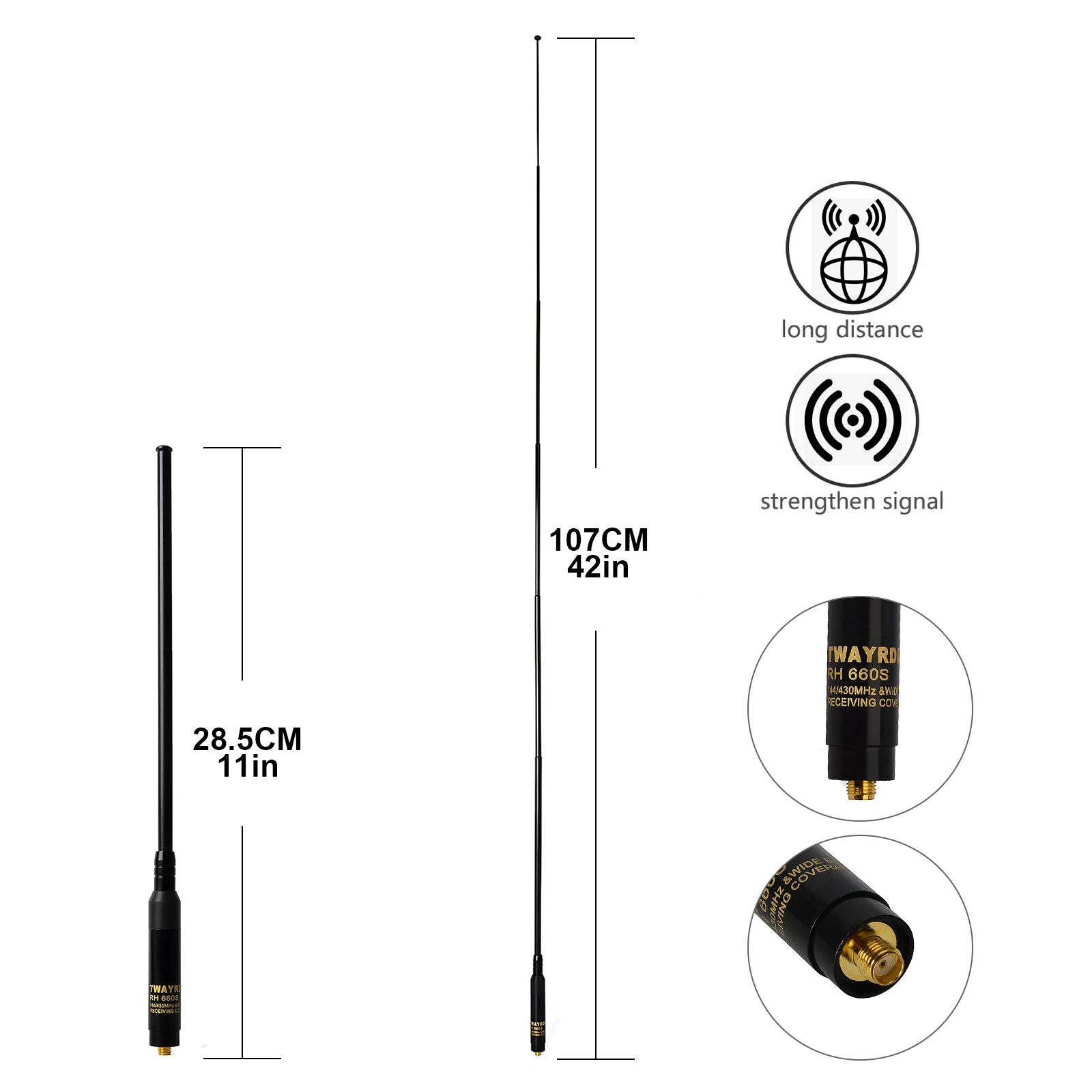 2M/70CM SMA Female Antenna High Gain Telescopic Handheld Radio Aerial Compatible for Baofeng BF-888S UV-5R UV-5RTP 2 Way Radio