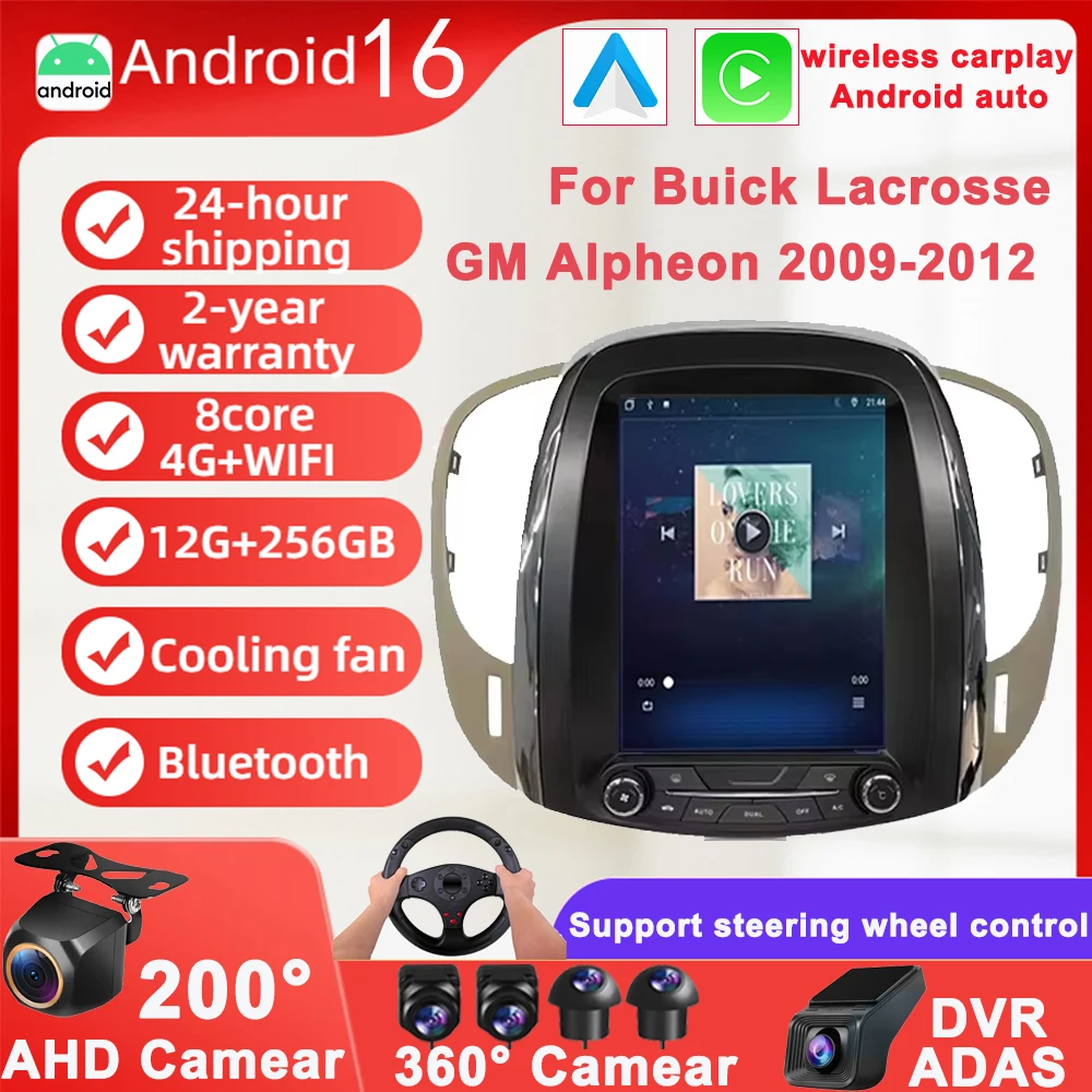 9,7 pulgadas Android para Buick Lacrosse GM Alpheon 2009-2012 Radio de coche estéreo Auto GPS Carplay reproductor de navegación GPS vídeo 4G Lte