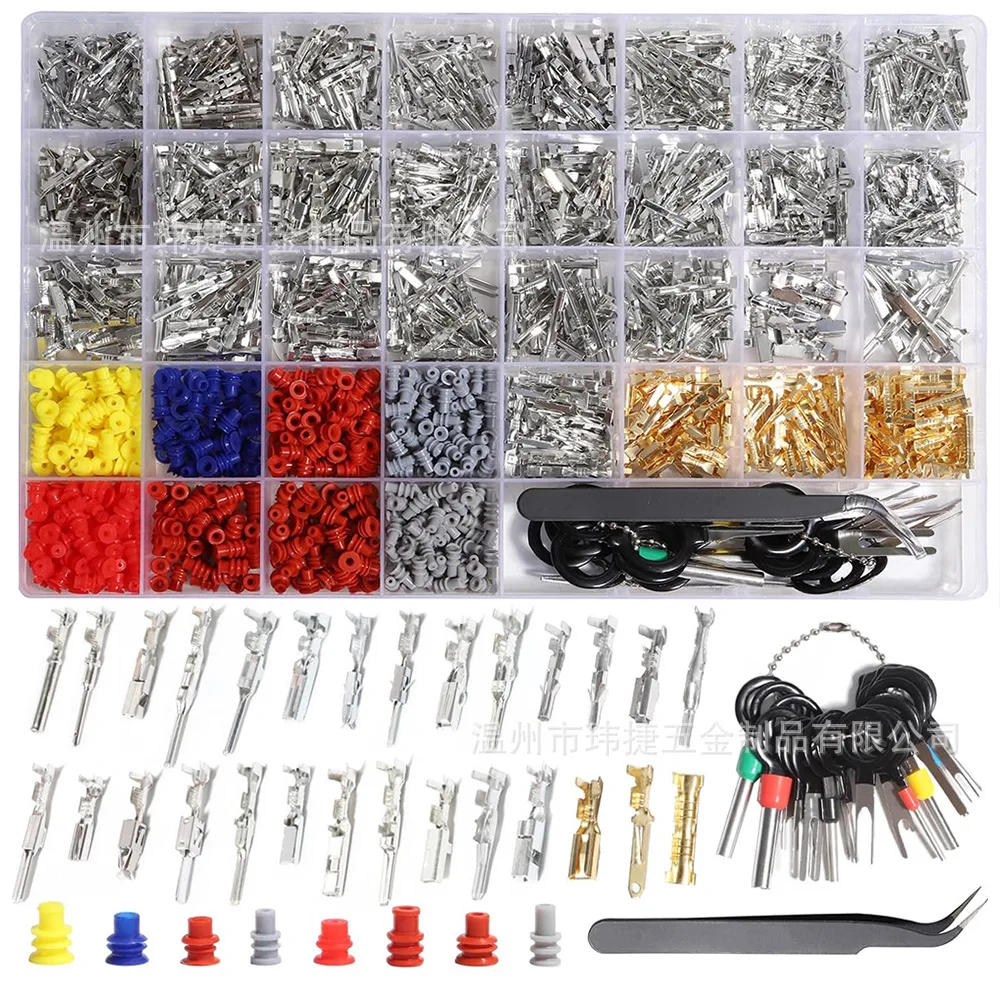 1420PCS Male Female Connector Pins Automotive Crimp Wire Terminals 1-3.5mm Brass Electrical Plug Pin Accessories Assortment Box