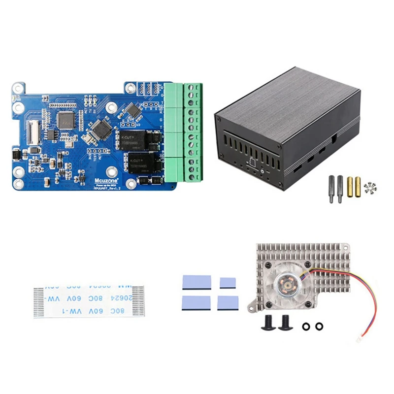 MPUUART Pcie To USB UART HAT+Cooling Fan+Case For Raspberry Pi 5 RS485 ISO RS232 USB2.0 4G LTE Module Durable