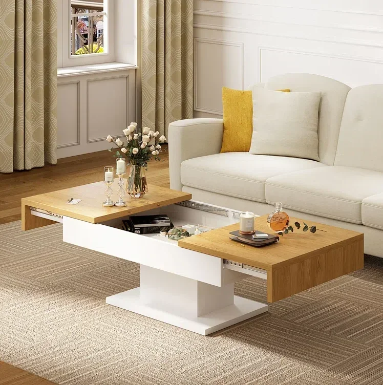 

# Two-Way Sliding Coffee Table With Hidden Storage Compartment Scratch-Proof Coating High Quality Console Table #