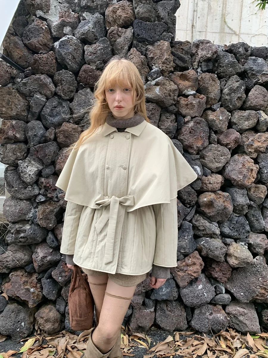 

Женское зимнее пальто DKZ персикового цвета, двубортное, с поясом, из хлопка, в корейском стиле, для повседневной носки, прямого кроя, с длинными рукавами, утепленное