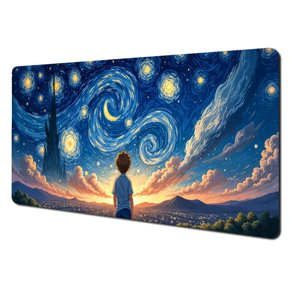 Fantasy Starry Sky Animation Boy Mouse Pad Large Gaming Mousepads Non-slip Laptop Tablet Pads Mat PC Desk Accessory Aesthetic
