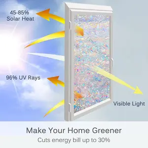 Statische Klinge Vinyl 3D Fenster Privatsphäre, Regenbogenabziehbilder, Wärmesteuerung, Anti -UV, Glastüraufkleber 12 Hauptverkaufsaufkleber Arco Iris Fenster - №4
