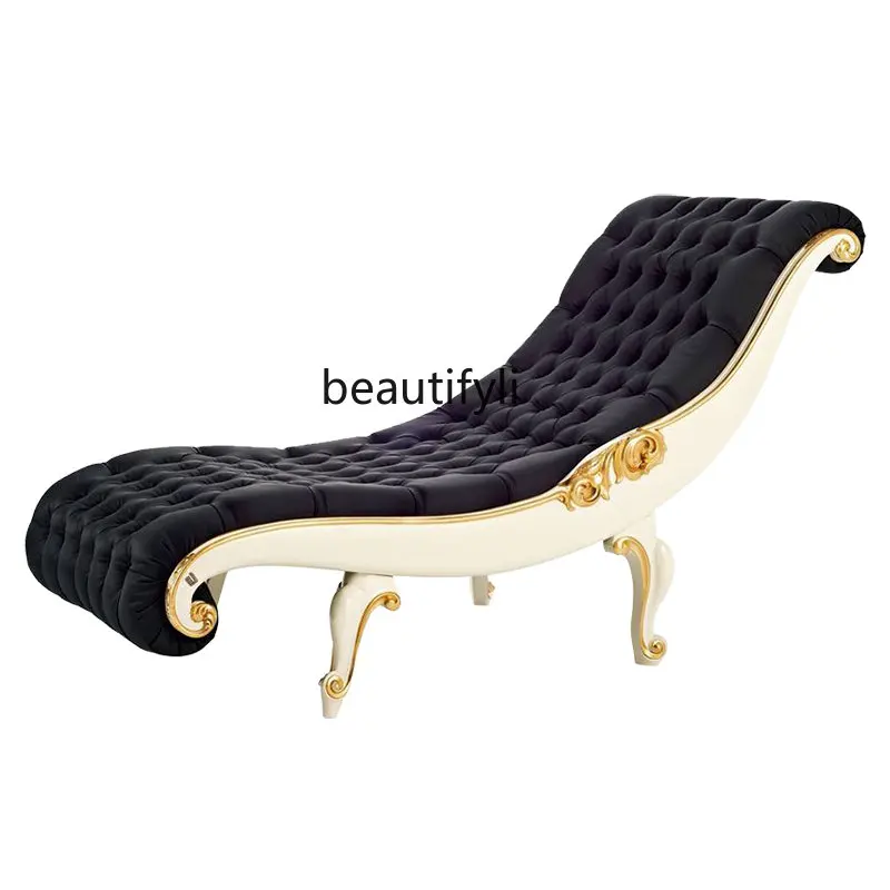 

yj Chaise Longue Household Nap Sofa Solid Wood Single Luxury Beauty Bed