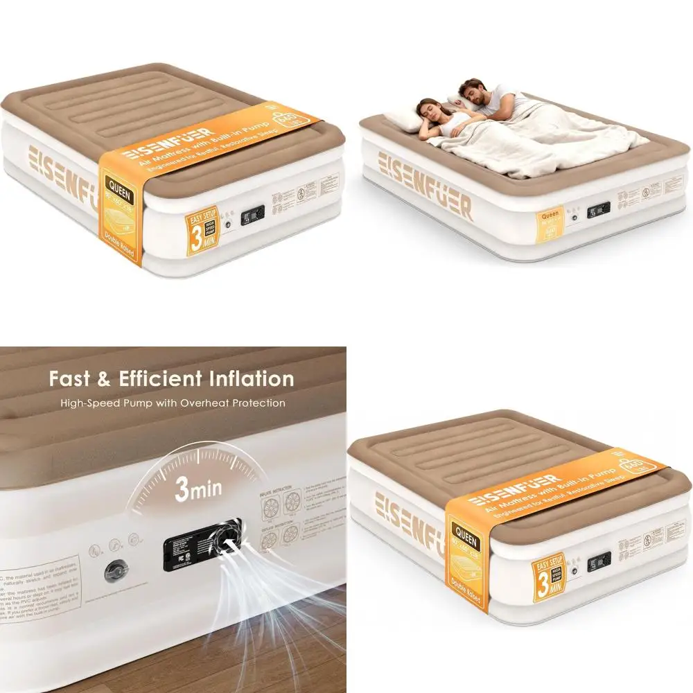 

Портативный надувной матрас 18 дюймов с высокоскоростным насосом, прочный, удобный, идеально подходит для отдыха на природе, путешествий и переездов