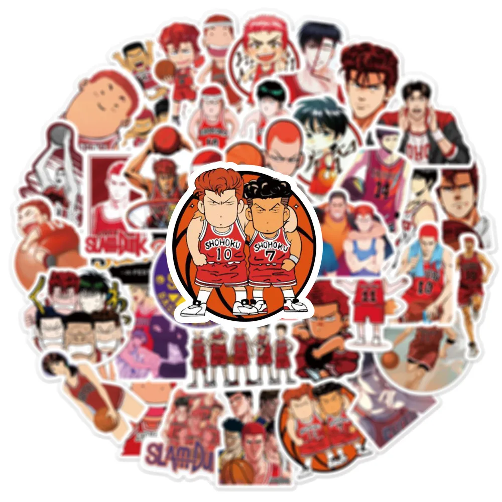 50pcs Slam Dunk Anime Stickers Cute Phone Case Waterproof Sticker Pack Kawaii Packaging Laptop Skin Art Supplies