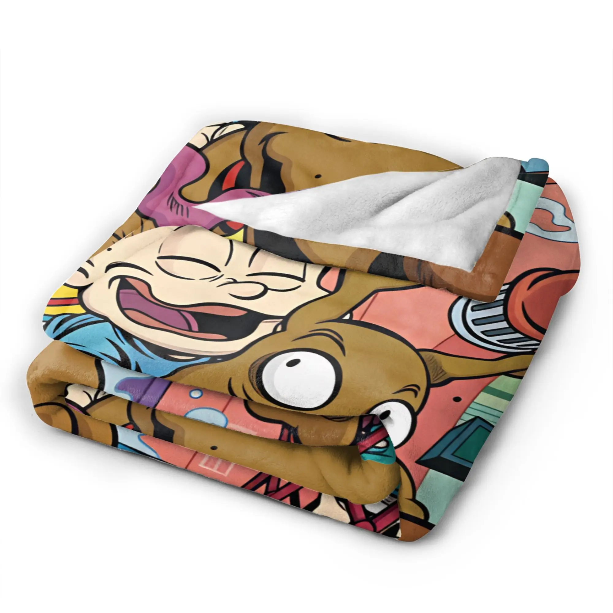 Warm Comfy Throw Blanket Picnic Rugrat Character Blanket  Flannel Bedspread For Living Room Trend Sofa Bed Cover