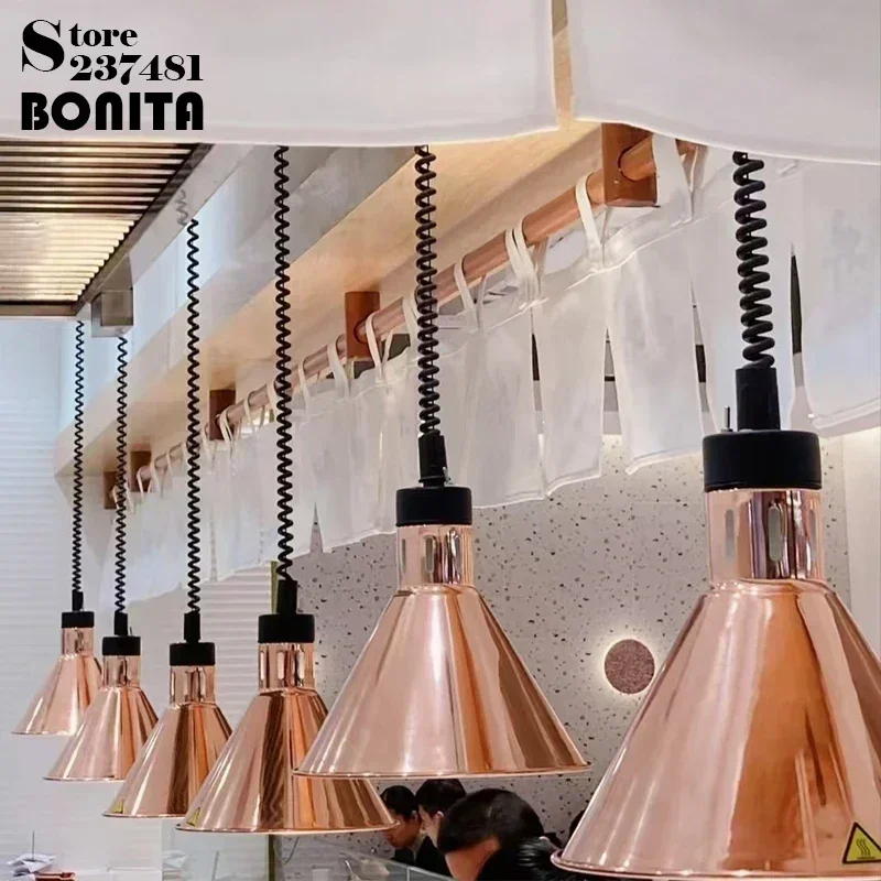 Przemysłowy wiatr Hotel Restauracja Ogrzewanie Lampa wisząca Zatrzymywanie ciepła Odporna na wilgoć Touch-up Metalowa podnoszona lampa do podgrzewania żywności
