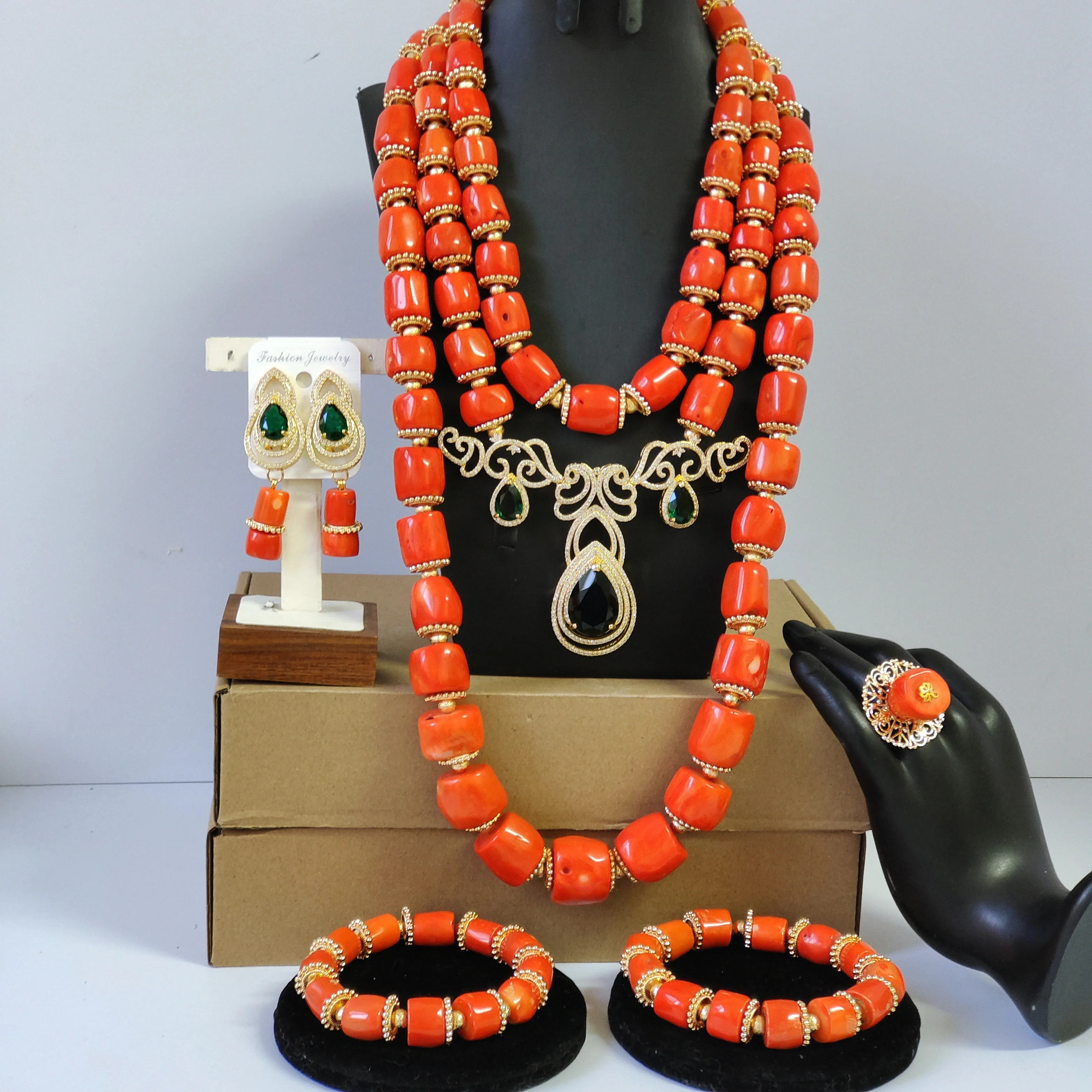 

orange coral beads for nigerian wedding real