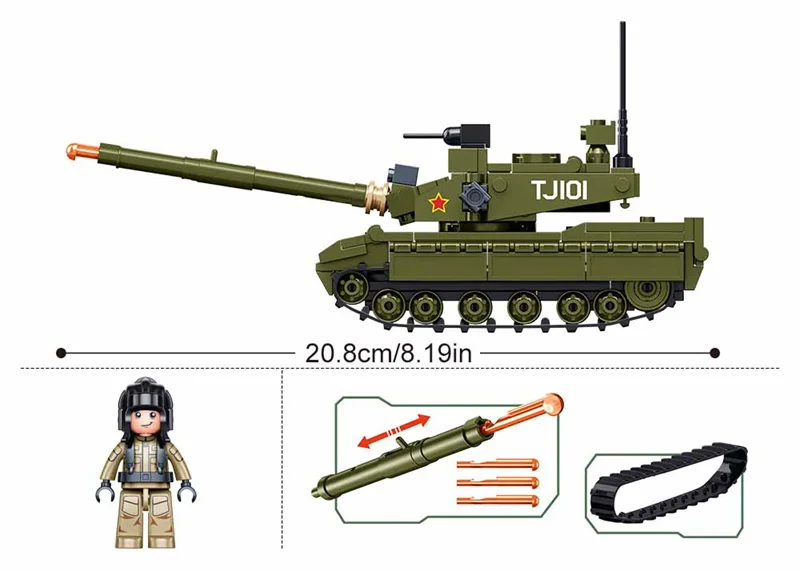 Sluban 183 pièces armée char de combat principal modèle blocs de construction militaire MBT briques jouets éducatifs pour les enfants