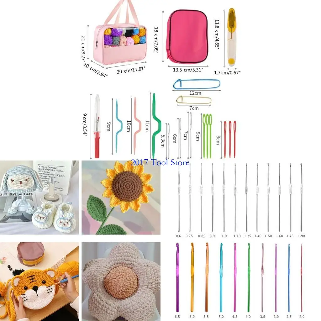 

K92A Crochet Hooks Set, наборы для вязания крючком для начинающих взрослые, эргономичные наборы для аксессуаров для вязания для