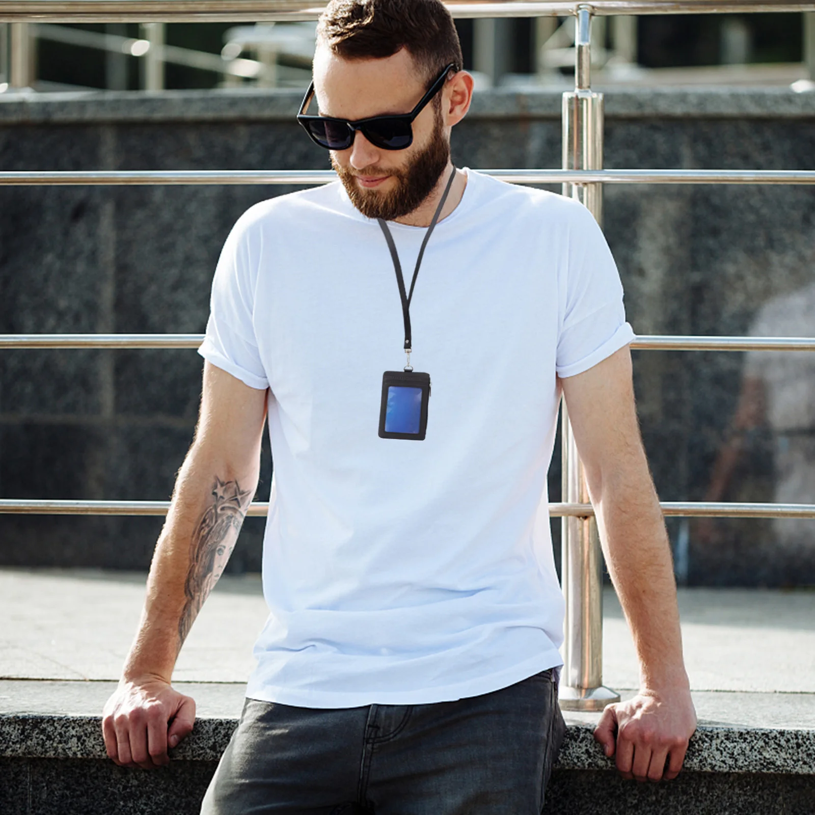 Id Holder Card Sleeve Sturdy Lightweight Badge Holder Work Card Protector Hanging Case Lanyard School Student Credit Bus Pass