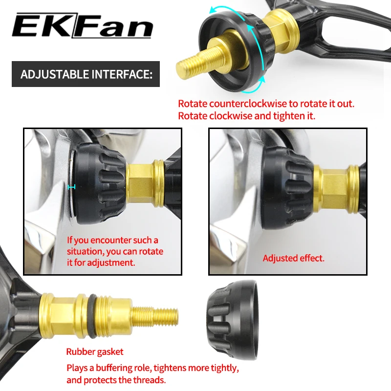 EKfan 73mm 7075 Aluminiumlegierung Schraubgriff für Mikro-Spinnangelrollen der DAI/SHI 1000-2000 Serie mit Gewindeanschluss für Köder. – Detail 10