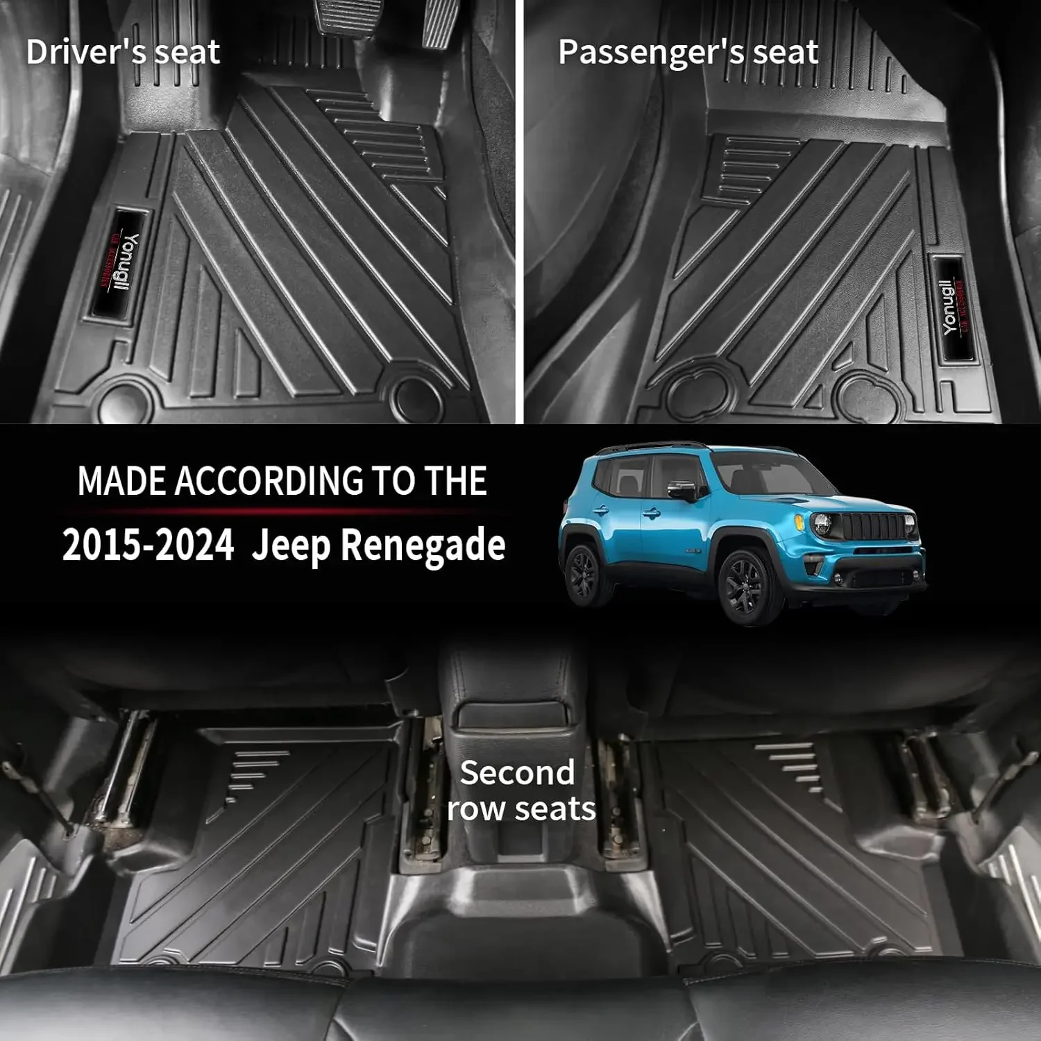 TPE الحصير بطانات البضائع ل Jeep Renegade 2015-2024 2025 اكسسوارات جذع مسند الظهر حصيرة مجموعة كاملة جميع الأحوال الجوية حماية حصيرة #3