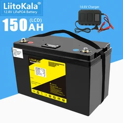 LiitoKala 12V/12.8V 150AH LiFePO4 battery pack with 100A BMS for 1200W Boats Solar energy storage golf carts RV inverter