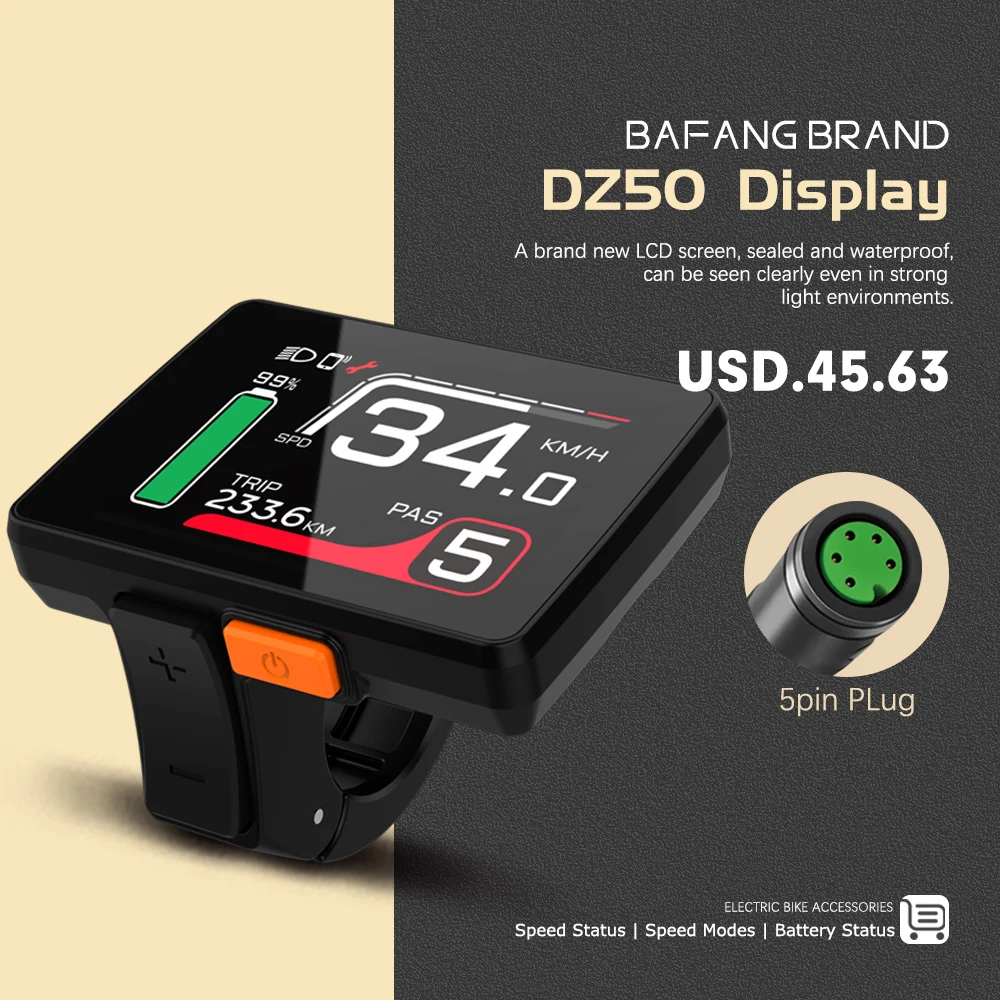 BAFANG DZ50 Display Ebike Intelligent LCD Screen Waterproof Electric Bike Compitable for BAFANG BBS02B BBS01B BBSHD Mid Motor