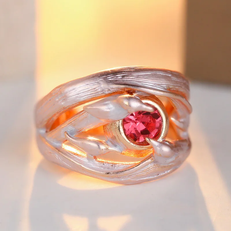 Creative Hollow Texture Bird Shaped Ring Inlay Synthetic Zircon Forest Style Countryside Style Ring Women's Fashion Jewelry