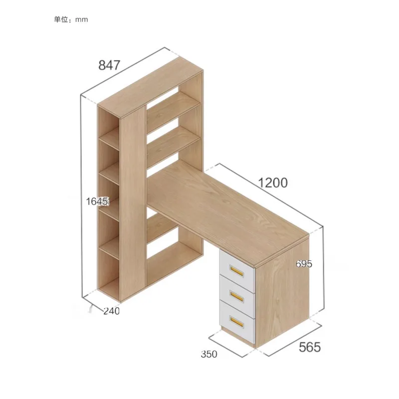 

Nordic style small unit children's desk, bookshelf, integrated minimalist style bookshelf, study desk, computer desk