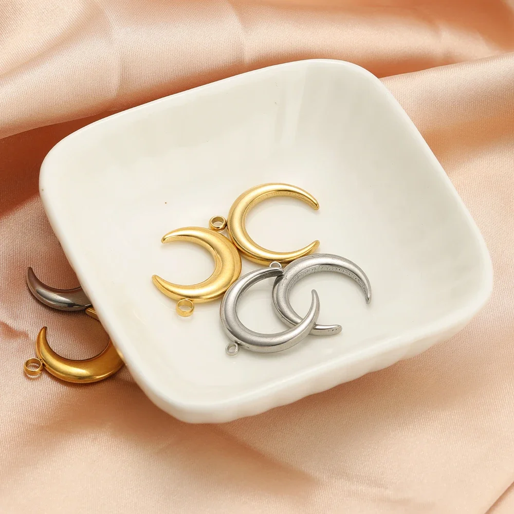 5pcs Stainless Steel Moon Horn Charms Gold Pendants for DIY Jewelry Making Exquisite Necklace Bracelet Decoration Supplies Bulk - view 4