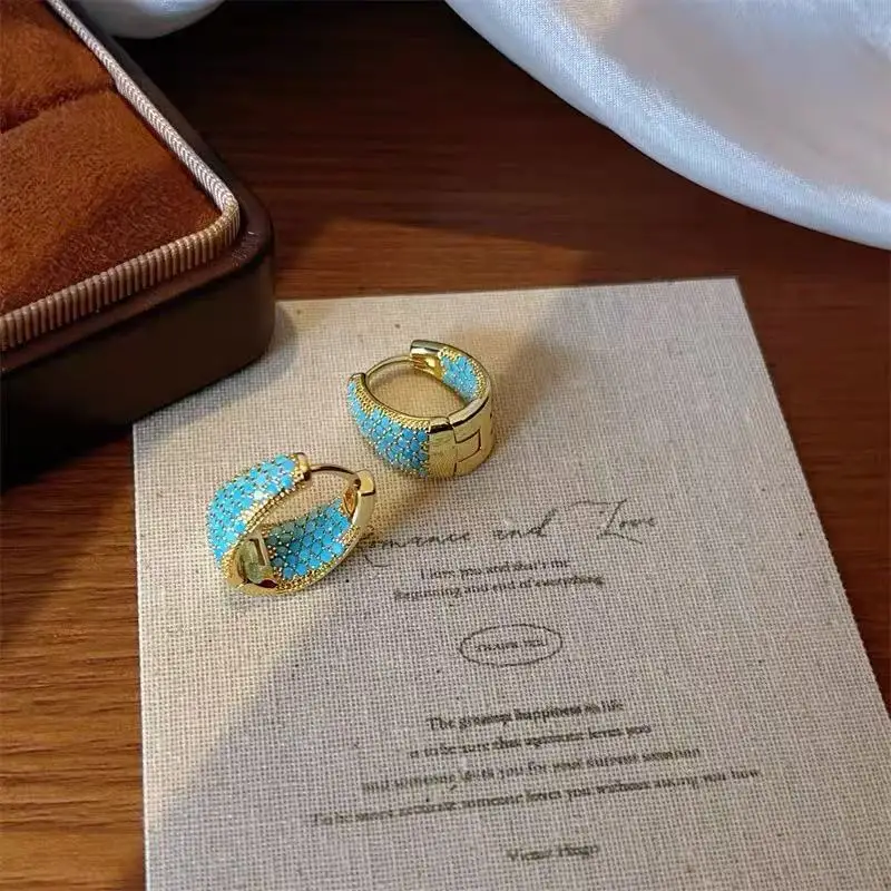 Retro Grüne Türkis Metall Tropfenohrringe 2026 Luxus-Schmuck Trendiges High-End-Gefühl für Damen Ohrschmuck Accessoires – Detail 9