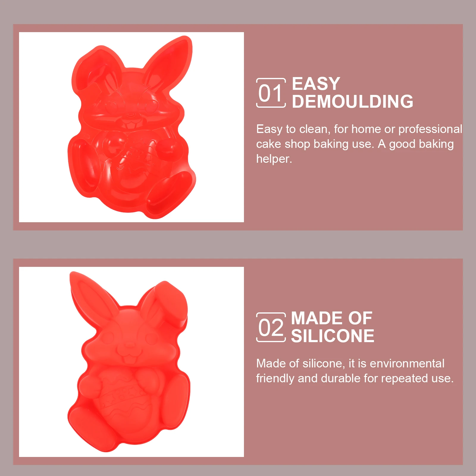 

Silicone Mold Easter Bunny Egg Chocolate Mould Baking Tool Fondant Cake Candy 6 Cavities Reusable Home Professional Kitchen Use