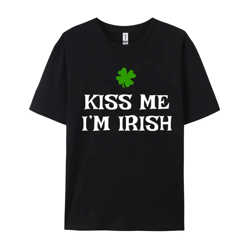 Printed T Shirt Kiss Me I'm Irish St Patrick's Day Short Sleeve For Men  2024 Popular All Cotton Summer Casual T-Shirts