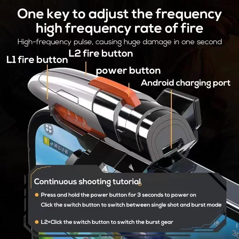 AK06 ใหม่หกนิ้วโทรศัพท์มือถือเกมคอนโทรลเลอร์สําหรับPUBG AimยิงGaming Trigger L1R1 ปุ่มสําหรับIPhone Android gamepad