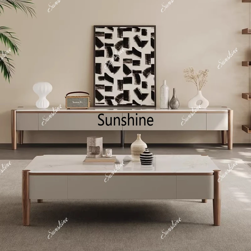 

Microcrystalline stone coffee table, antique small apartment in the living room, light luxury rectangular coffee table