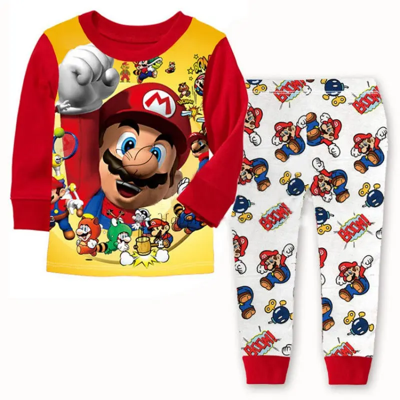 Superbohater Mario Boys Baby piżamy zestaw maluch Kid bielizna nocna piżamy zestaw ubrań dla dzieci moda Casual odzież dla 1-7Y