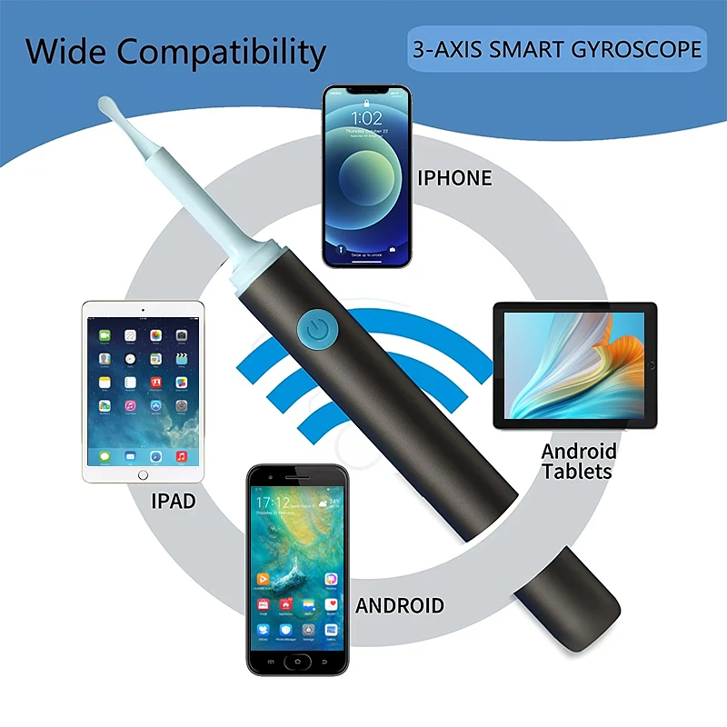 مزيل شمع الأذن المرئي، أداة تنظيف الأذن مع أداة إزالة شمع الأذن بالكاميرا مع عصا ريش الإوز ومغرفة الأذن #2