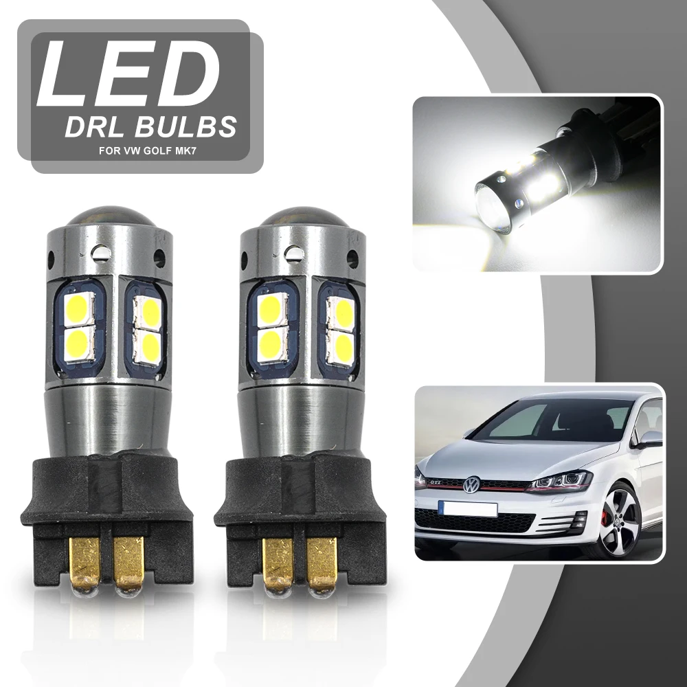 

2PCs For VW MK7 Golf GTI 2013-Up Canbus Error Free White PW24W 12181 Led DRL Daytime Lights Bulbs
