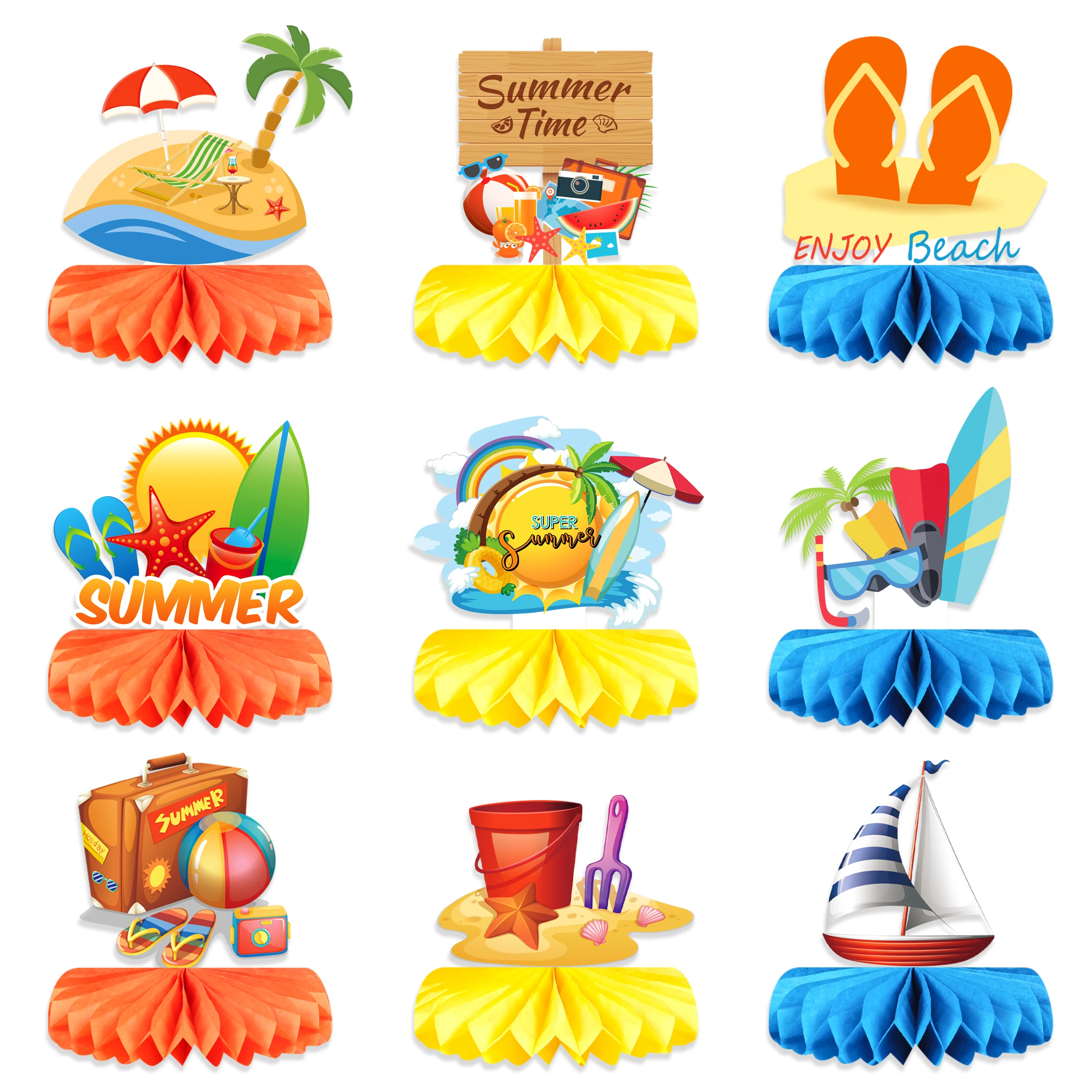 9 stücke Sommer Tropical Hawaiian Thema Party Dekoration Lieferungen Papier Waben Ornament Baby Dusche Dekoration Geburtstag Hochzeit