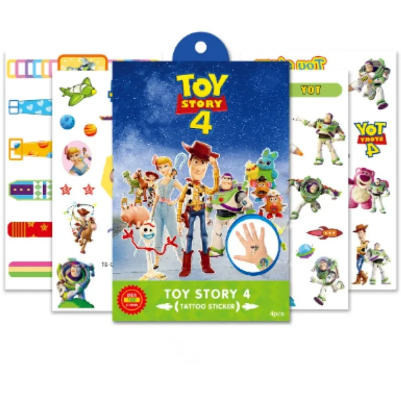 

4 листа/набор «История игрушек», временная водонепроницаемая татуировка-наклейка