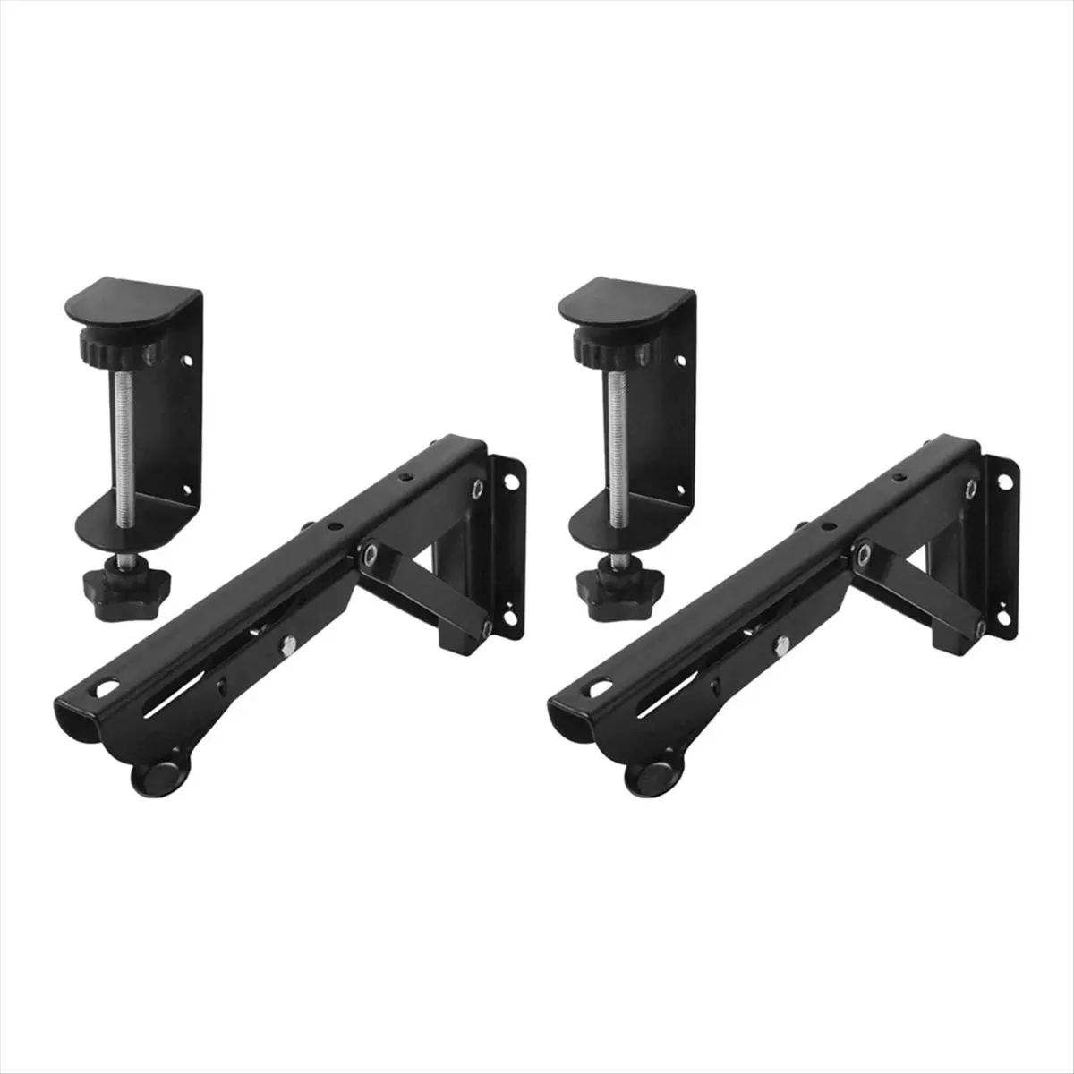 AA84 2Pcs Under Desk Keyboard Tray Foldable Brackets with Clamp Easy to Install Adjustable Desktop Extension Shelf 12.5x4.3cm