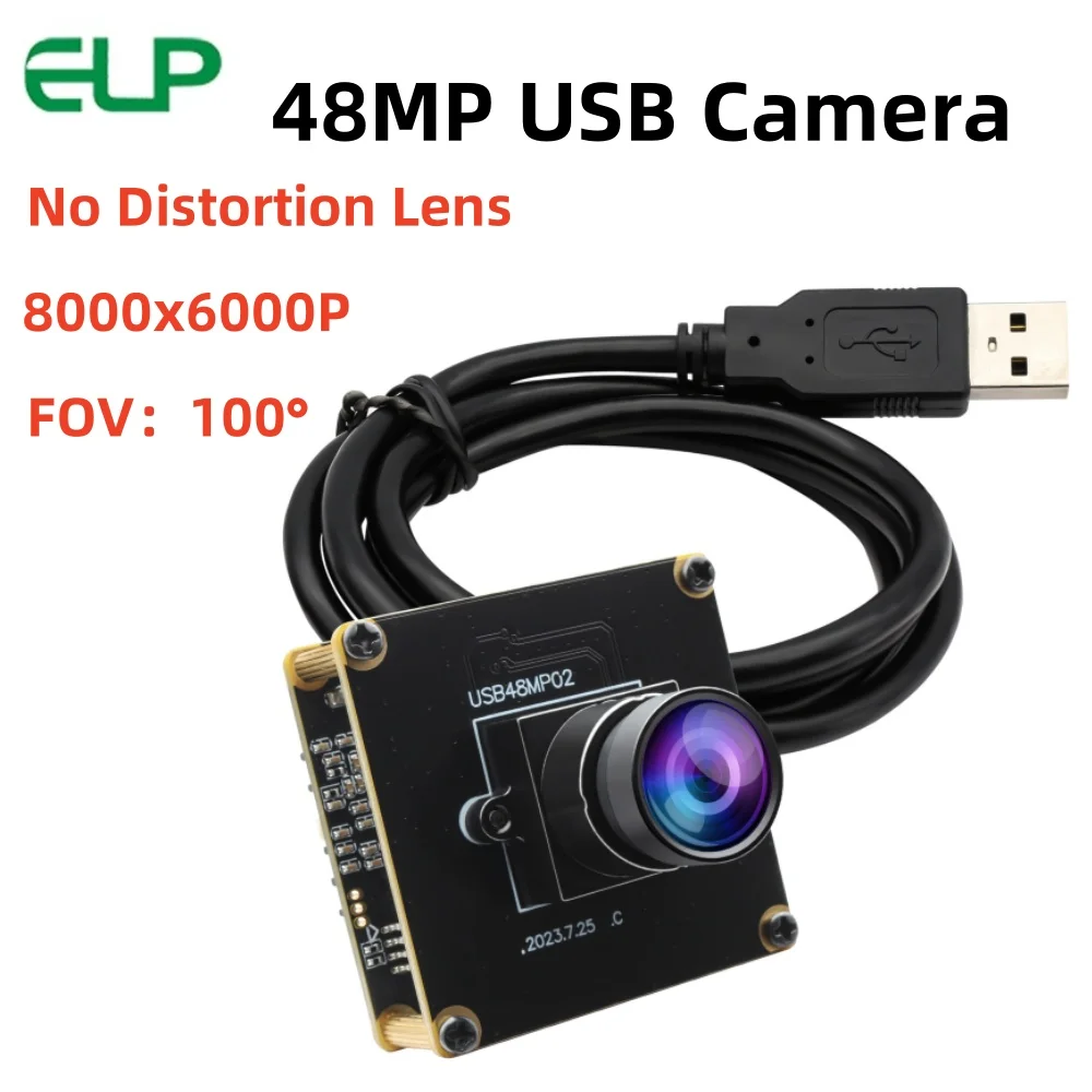 Elp 48mp 8000x6000 imx586 câmera usb 4k 30fps foco fixo lente grande angular webcam driver livre mini módulo de câmera lightburn
