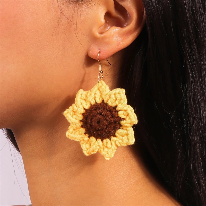 Modische handgefertigte Blumen-Ohrringe für Damen, Brincos Femme, hängende Ohrringe, Mädchen, Party, Festival, Schmuck, Geschenke – Detail 13
