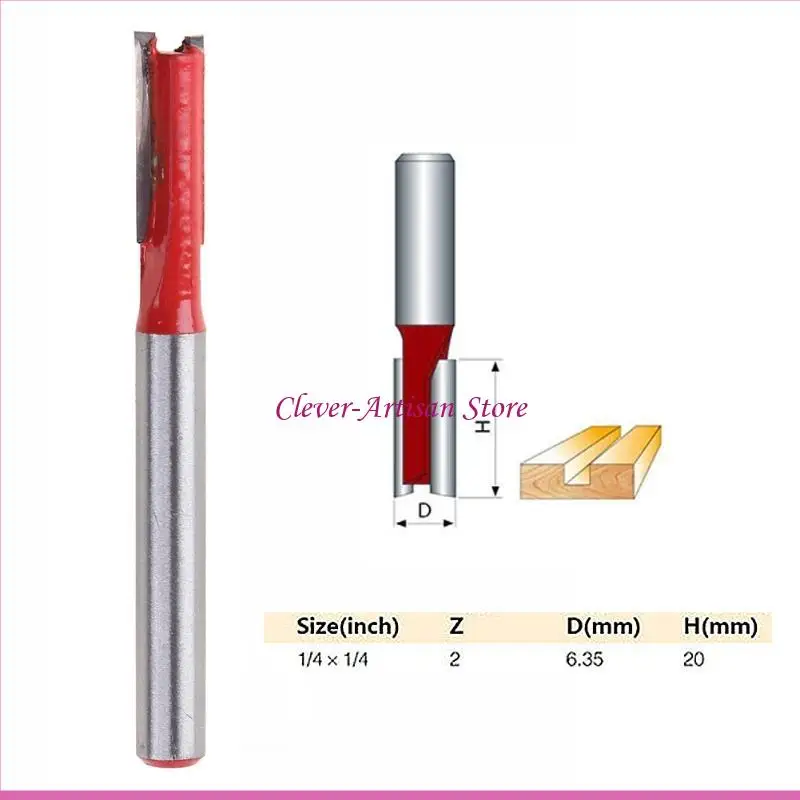 E06B جديد 1/4 "Shank 1/4" Blade مزدوج المزامير مستقيمة جهاز التوجيه بتات الخشب