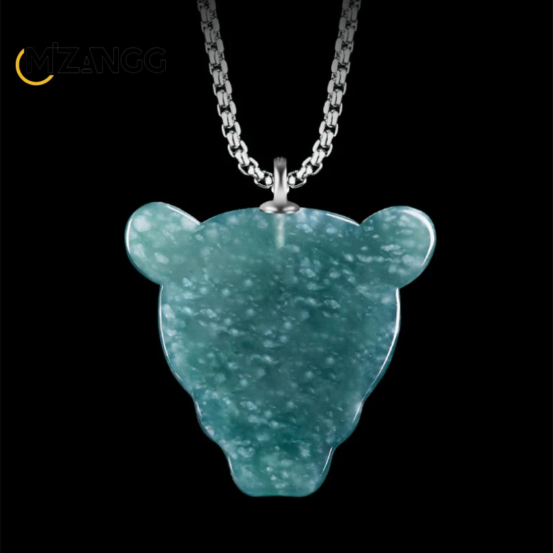 Original Natural A Goods Jadeite Money Leopard Pendant Necklace Ice Jade for Men and Women Hip Hop Personality Fashion Mascot