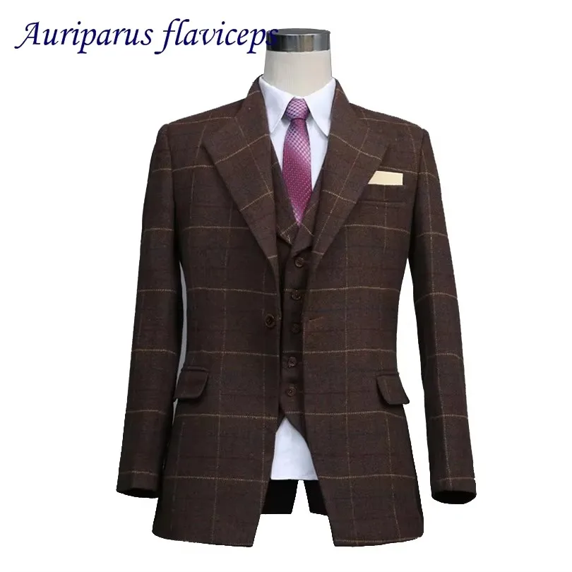 

New Arrival 3 Wool Suit Wedding Suit Wool Man Clothes Groom Tuxedos Groomsman Suit Custom Made Man Suit(jacket+pants+vest)