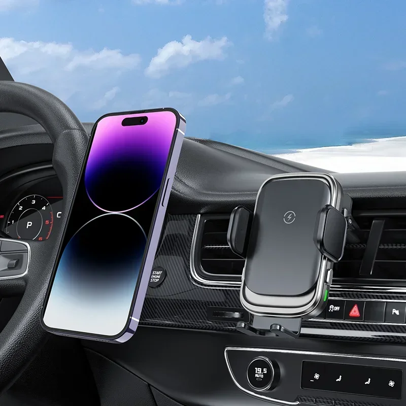 Wireless Car Charger,15W Fast Charging Auto-Clamping Car Mount, Dash, Air Vent Phone Holder Smart Sensor Auto Charging Cradle