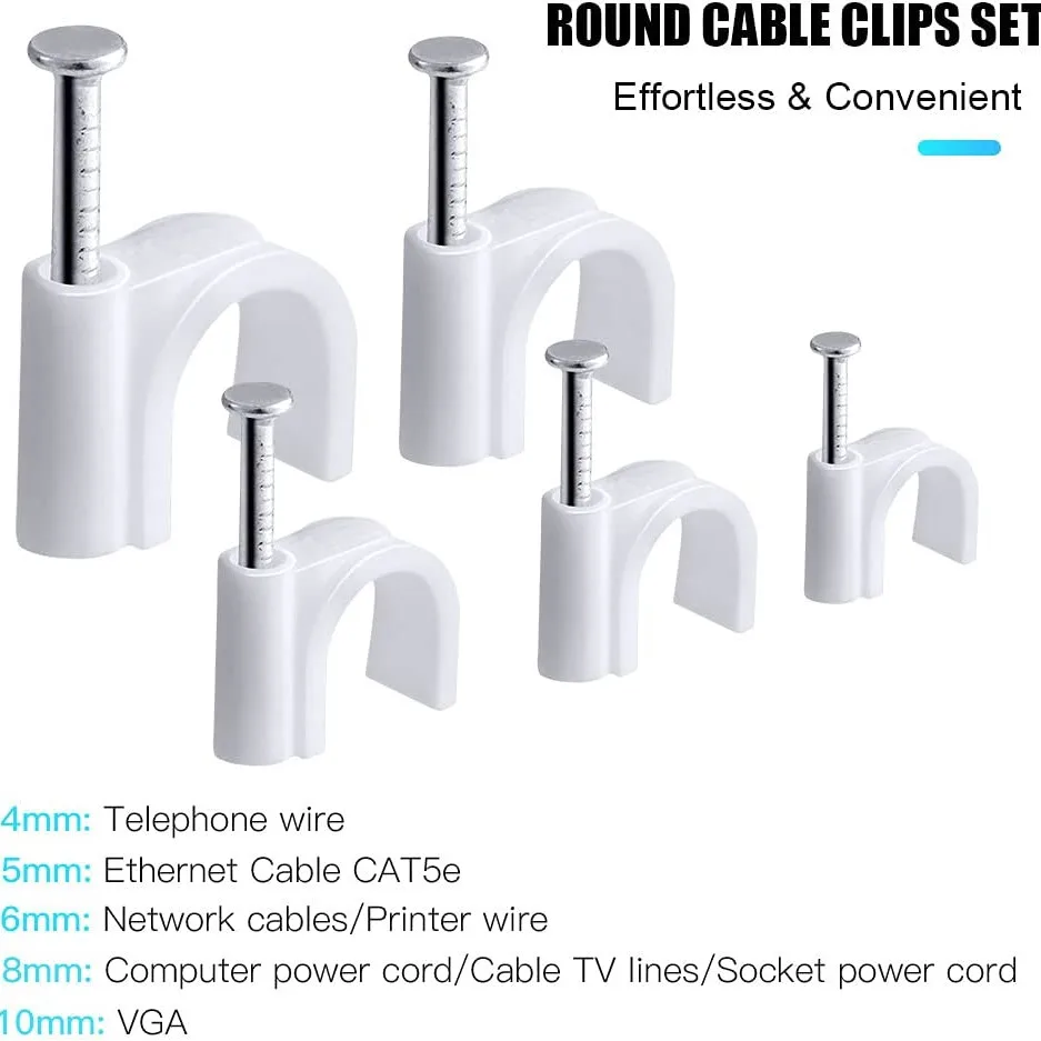 100 Cable Clamps with Steel Nails 4/5/6/8/10mm