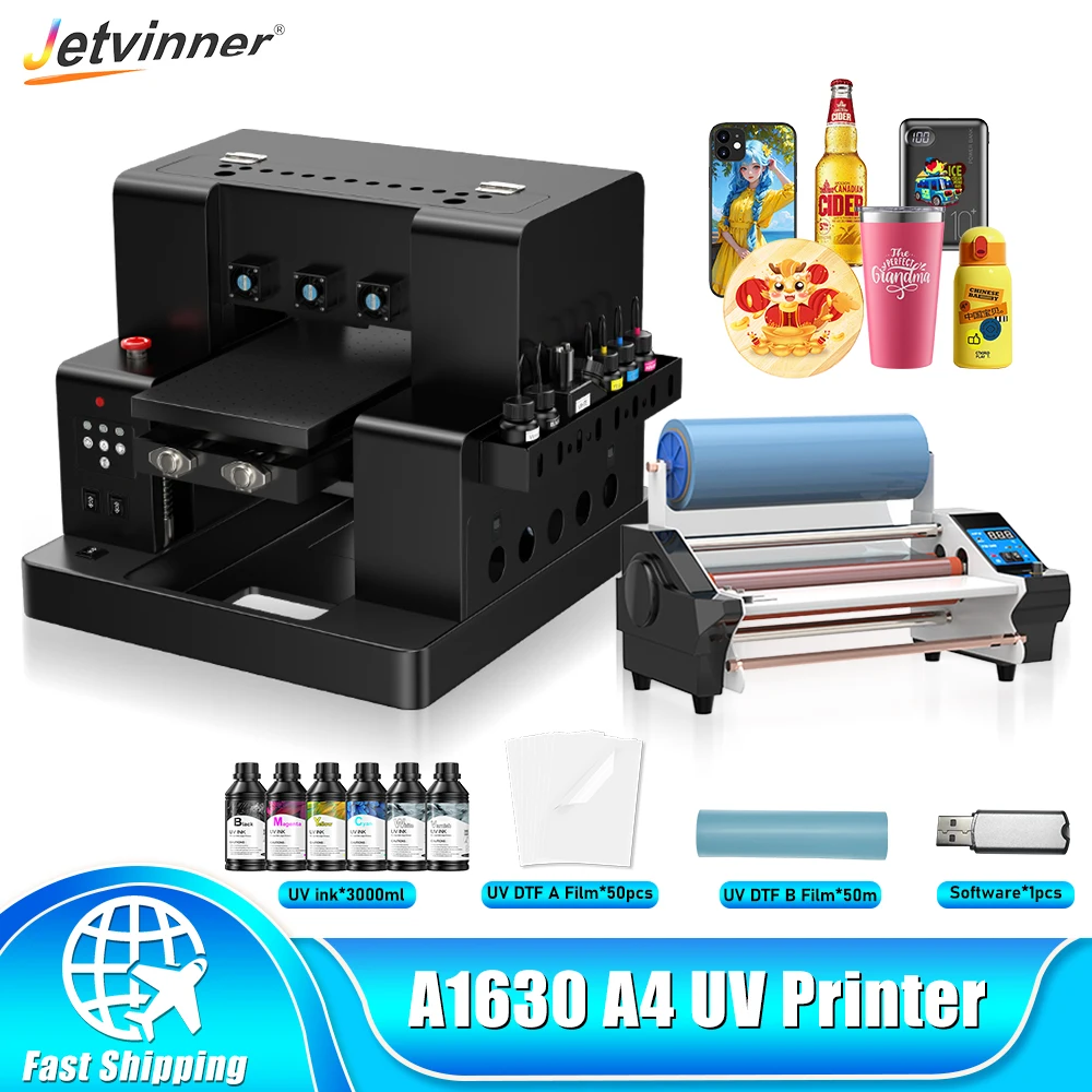 UV Flatbed Printer A4 UV DTF Printing Machine For Epson L805 UV Printer with Varnish UV DTF Printer Sticker For Phone Case Metal