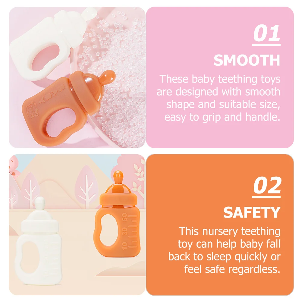 2 قطعة عضاضة سيليكون مريحة للأطفال مهدئة للمضغ لتخفيف اللثة تعزز الإمساك والمهارات الحركية الدقيقة 0-12 شهرا