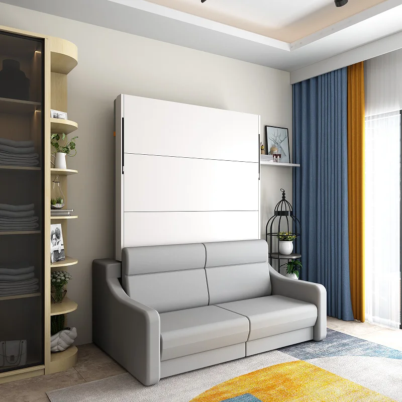 Modern Invisible Motorized Vertical Wall Bed Electric Multifunction Space Saving Stable Folding Storage Murphy Bed Sofa Iron