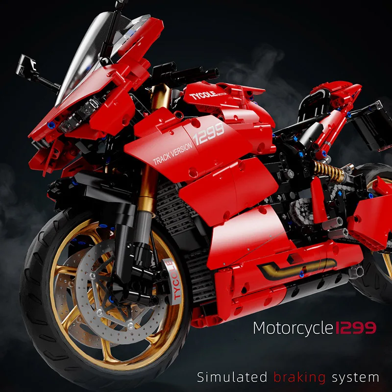 Technical MOC 1809pcs Ducatied 1299 Motorcycle Model Building Blocks DIY City Sports Car Bricks Toys For Children Boys Gifts