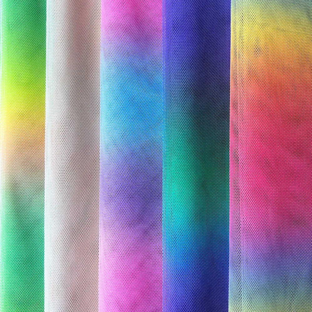 63in x 35in Rainbow Gradient Tulle Fabric DIY Handmade Sewing Baby Shower Tutu Skirt Background Wedding Party Decor Materials