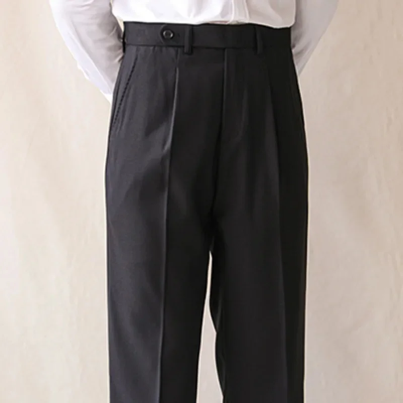 Italian Straight High Waist Men Pant Business Versatile Trousers Gentlemen Office Slim Dress alon Homme